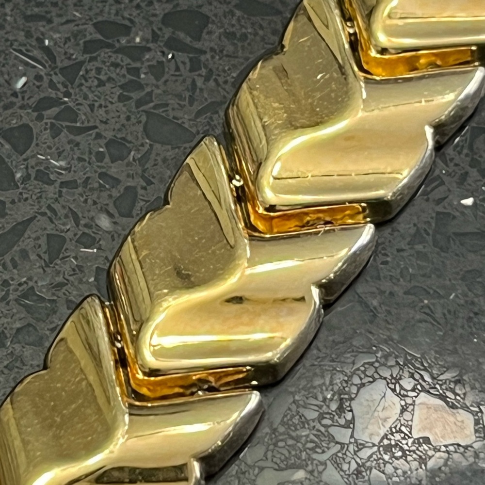 18k Gold Technibond Vermeil Stampato Link Wide Polished Bracelet Vintage HSN